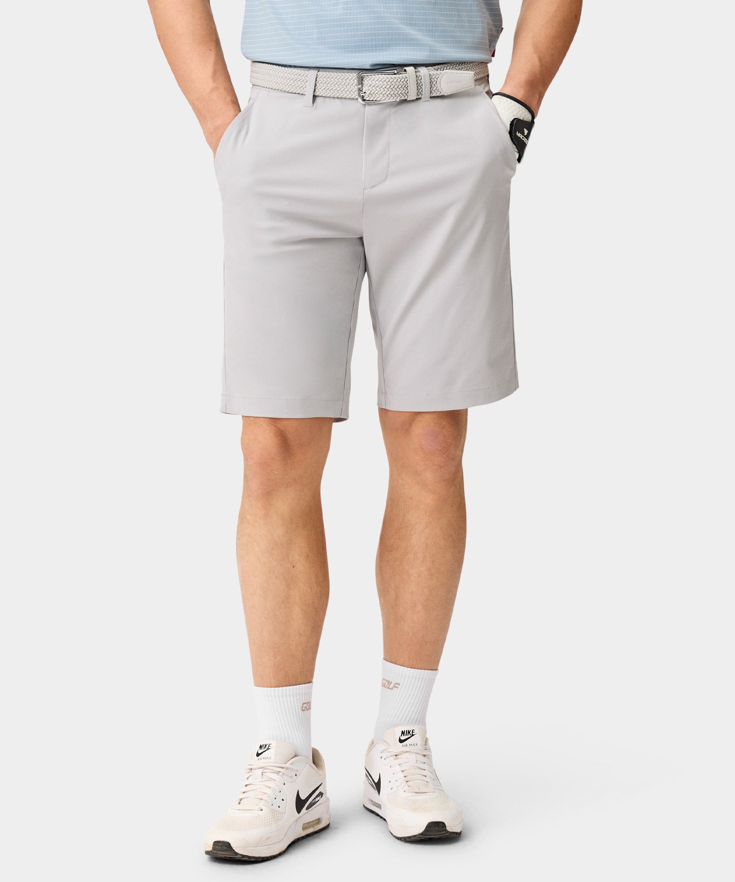 Men's Light Grey Four-Way Stretch Shorts - Macade Golf