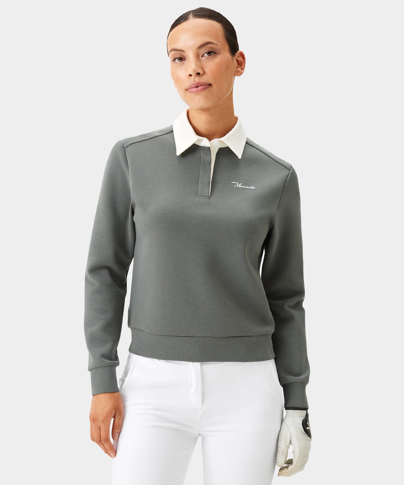 Rae Teal Gray Polo Sweatshirt