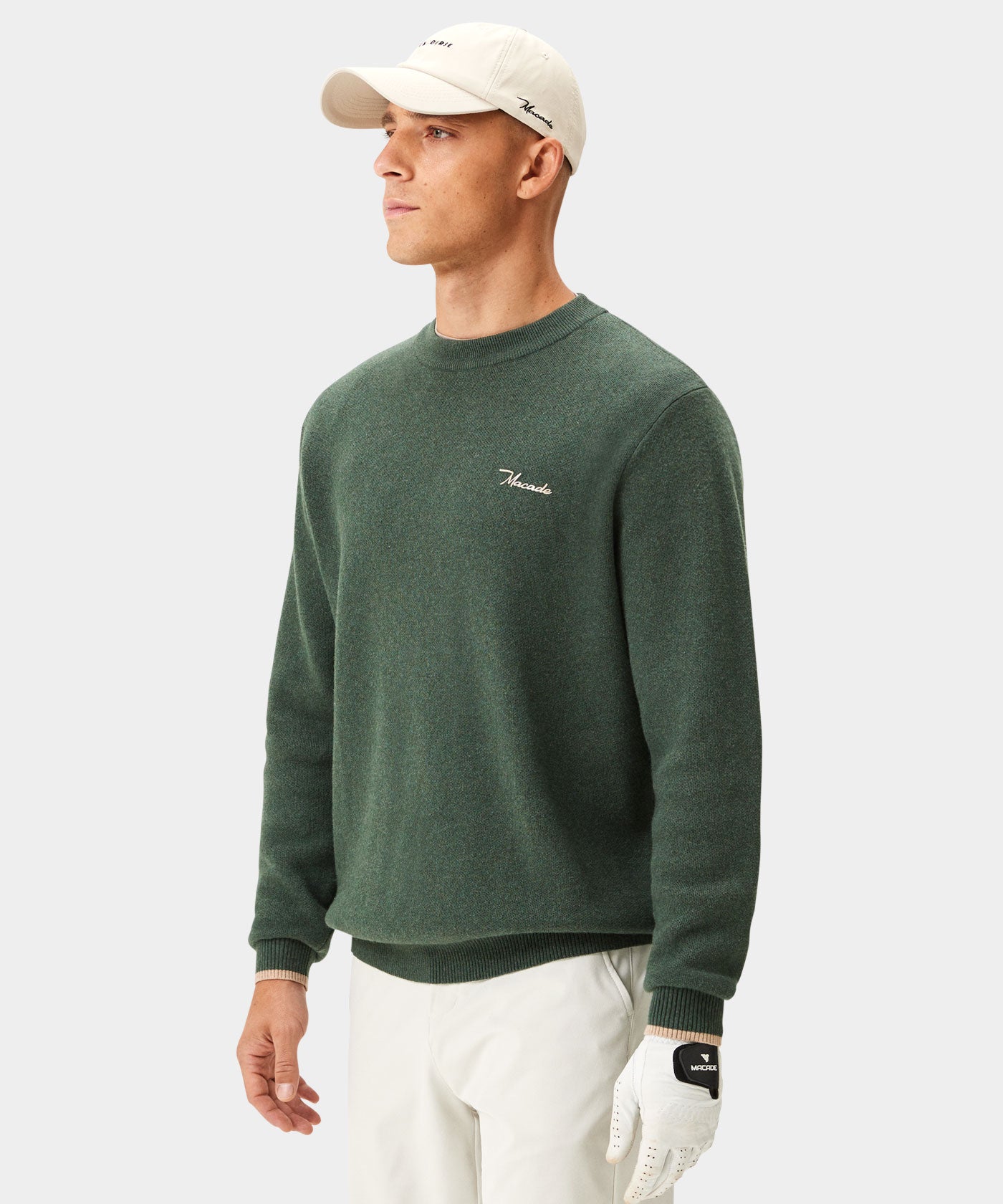 Green Cashmere Blend Knit Crewneck