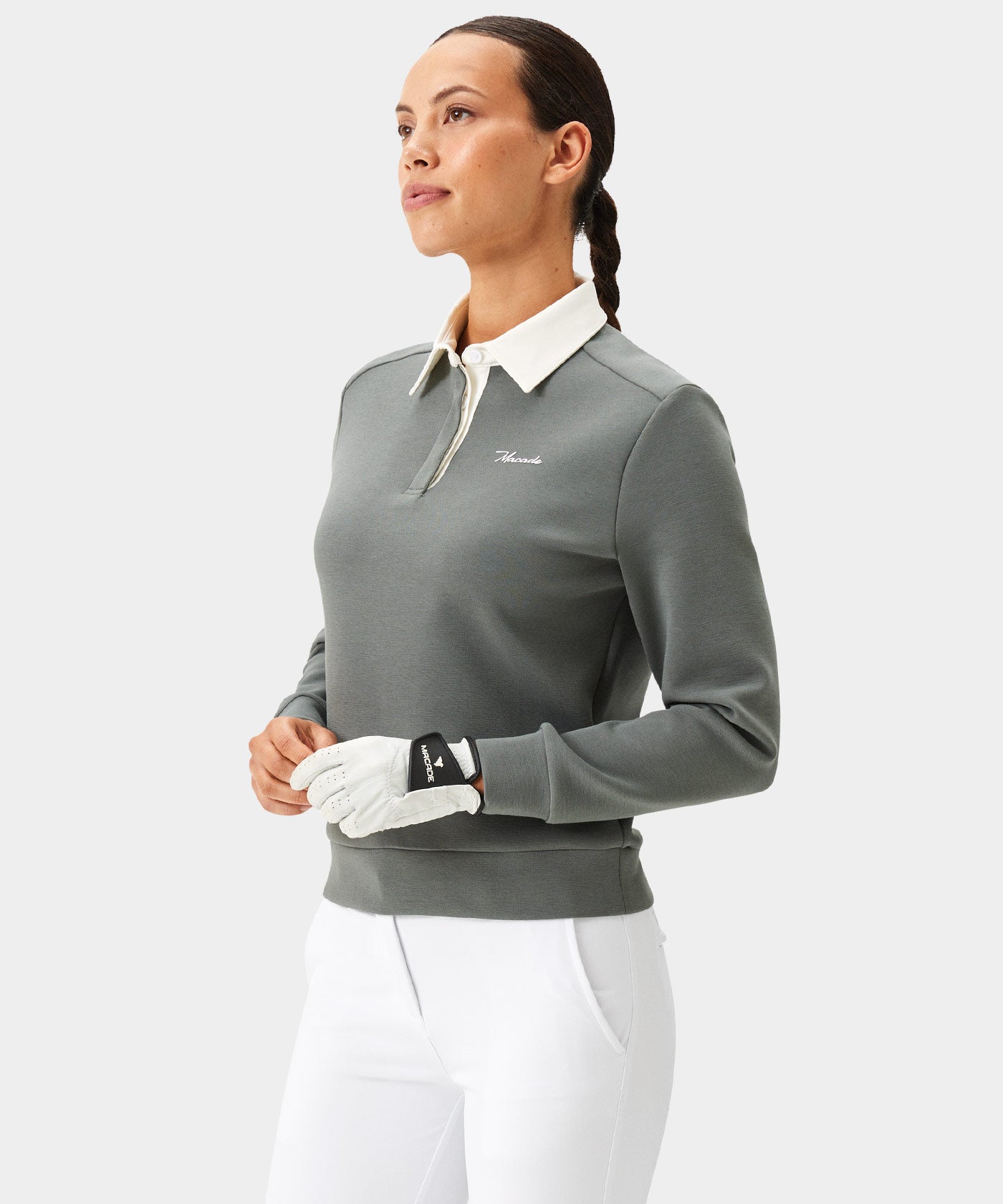 Rae Teal Gray Polo Sweatshirt