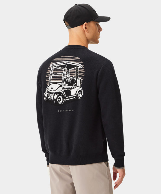 Black Cashmere Blend Intarsia Crewneck