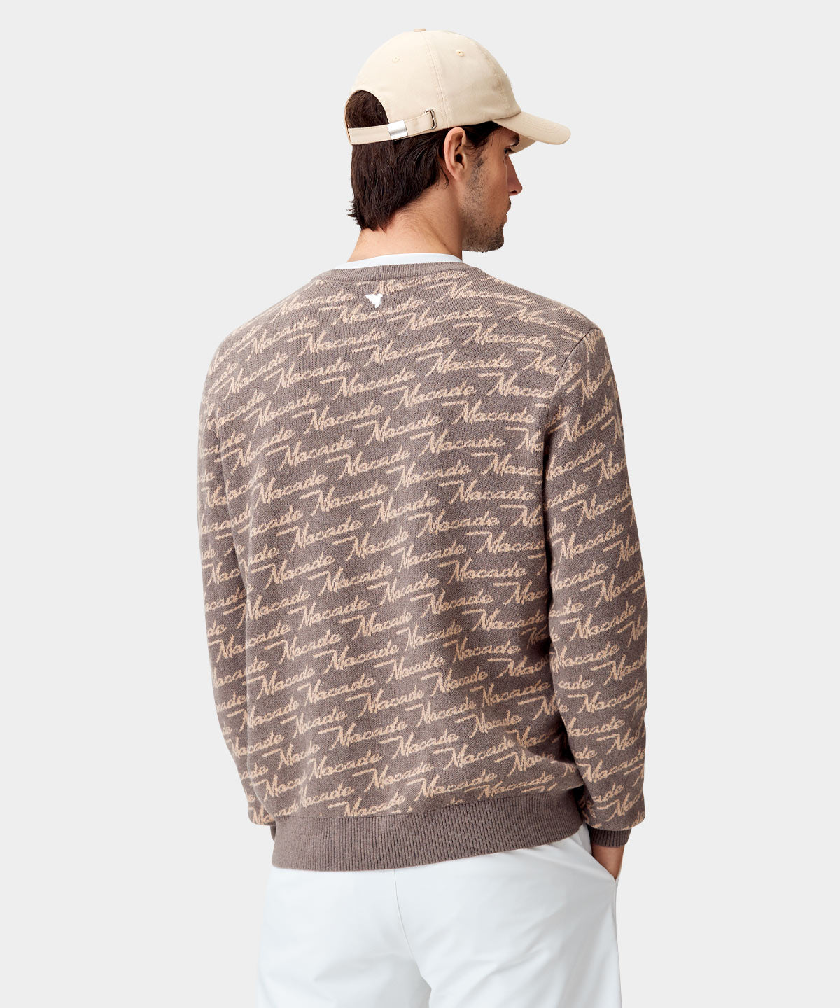 Brown Intarsia Oversized Knit Crewneck
