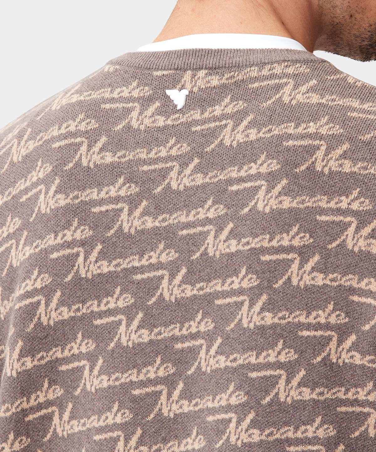 Brown Intarsia Oversized Knit Crewneck