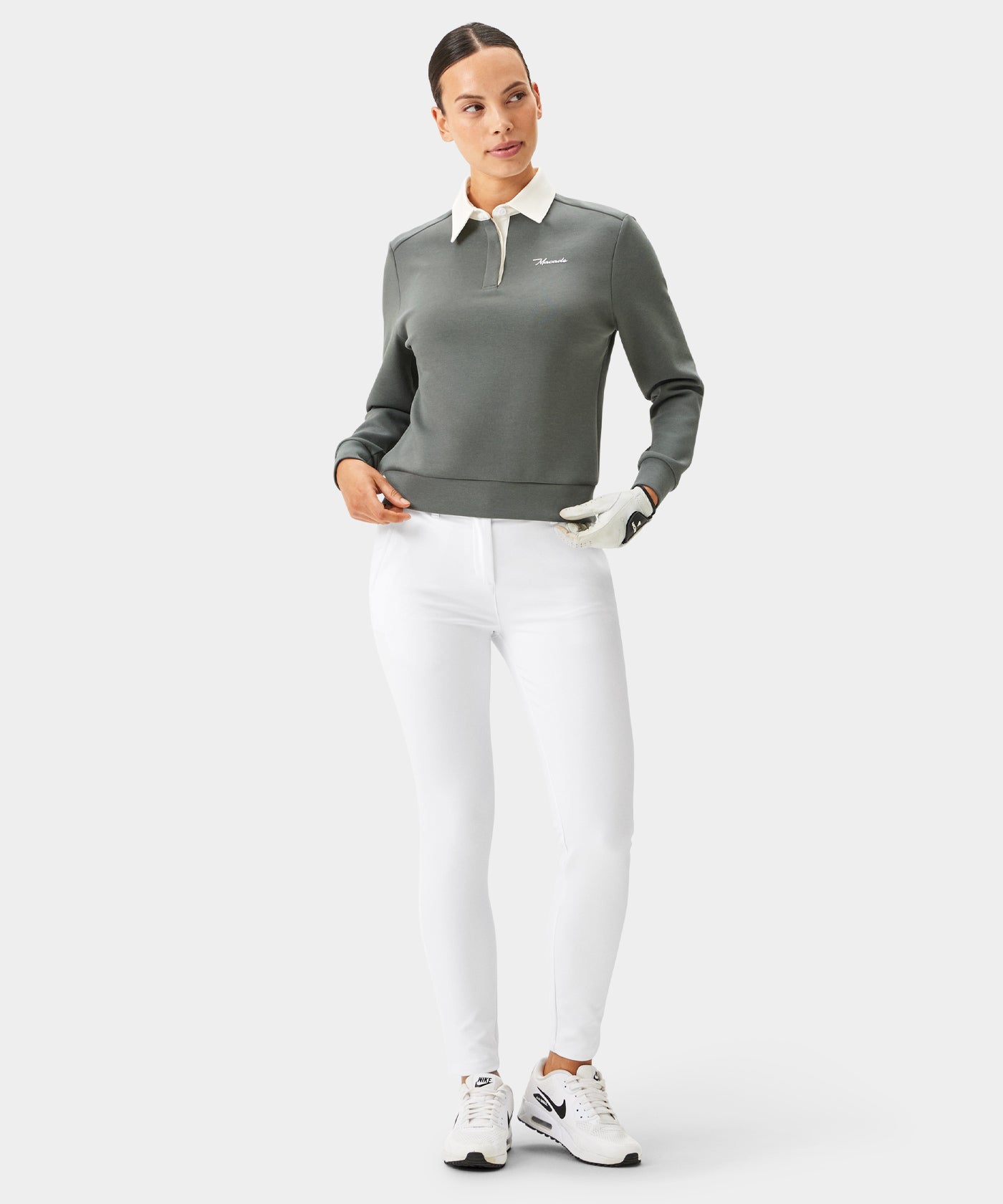 Rae Teal Gray Polo Sweatshirt