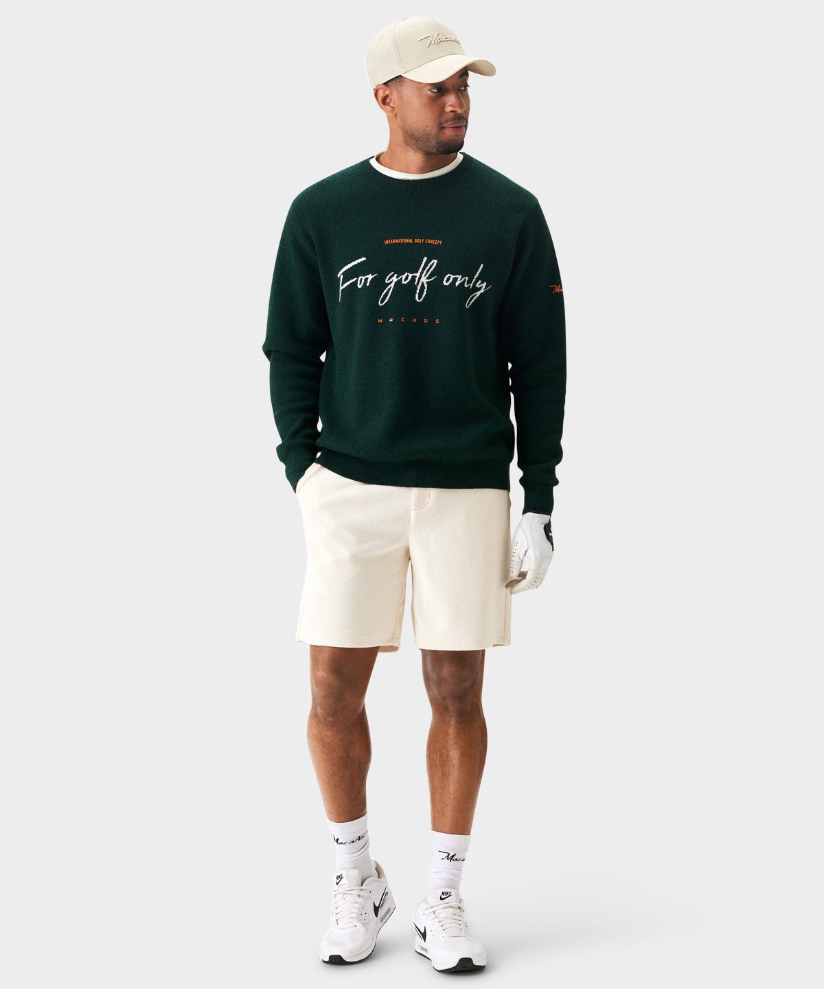 Green Script Knit Crewneck Macade Golf
