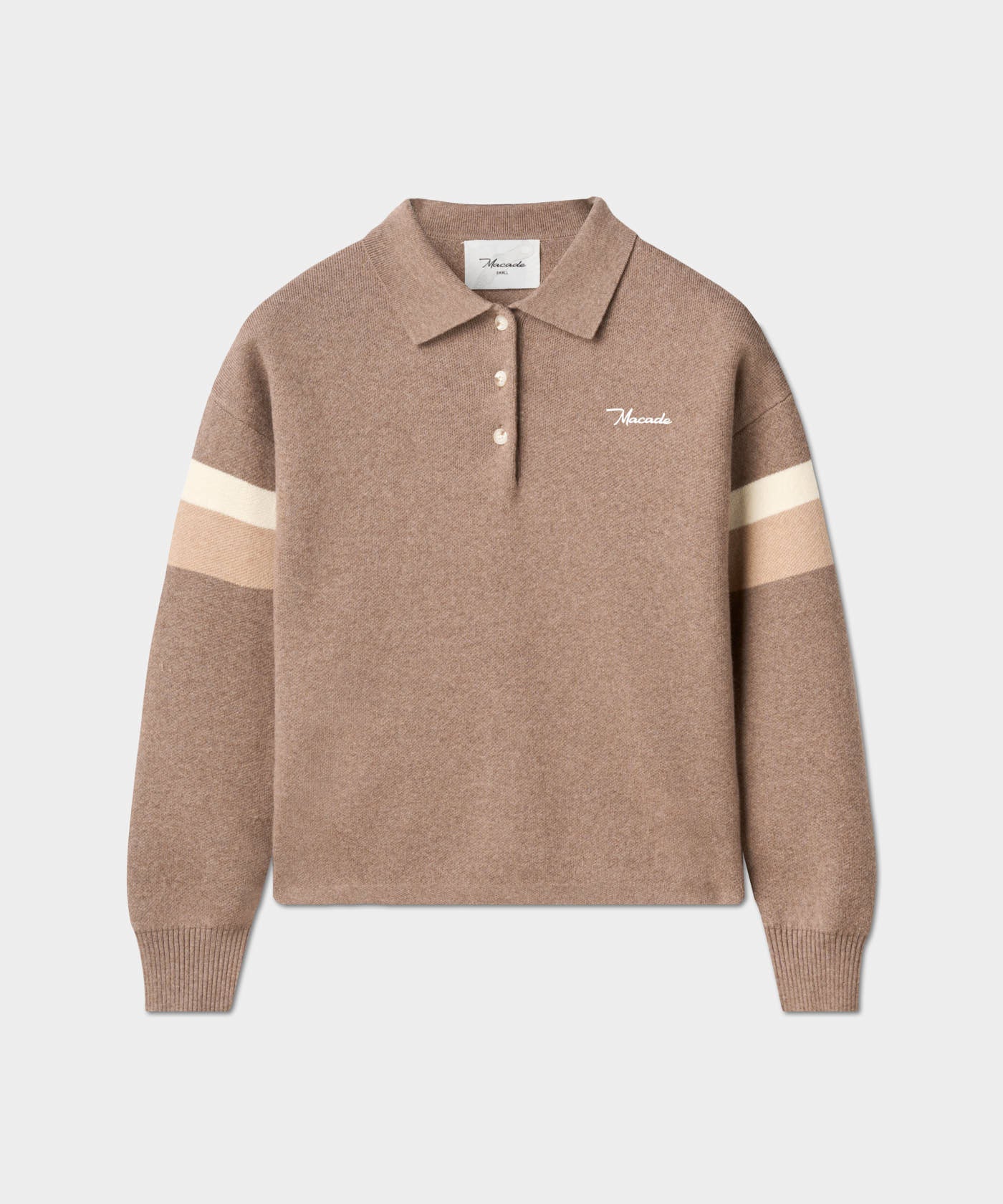 Brown Lite Knit Polo Sweater