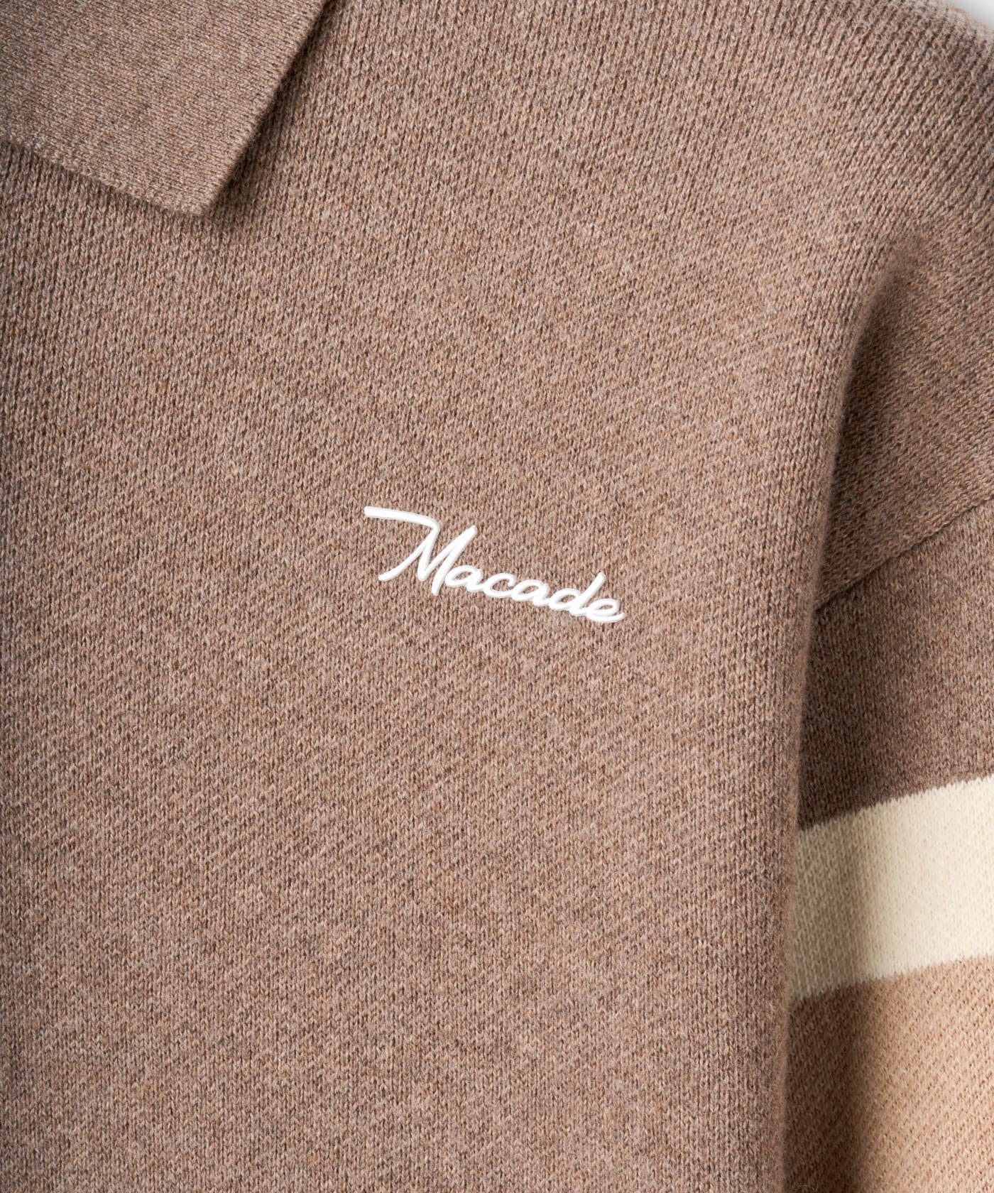 Brown Lite Knit Polo Sweater