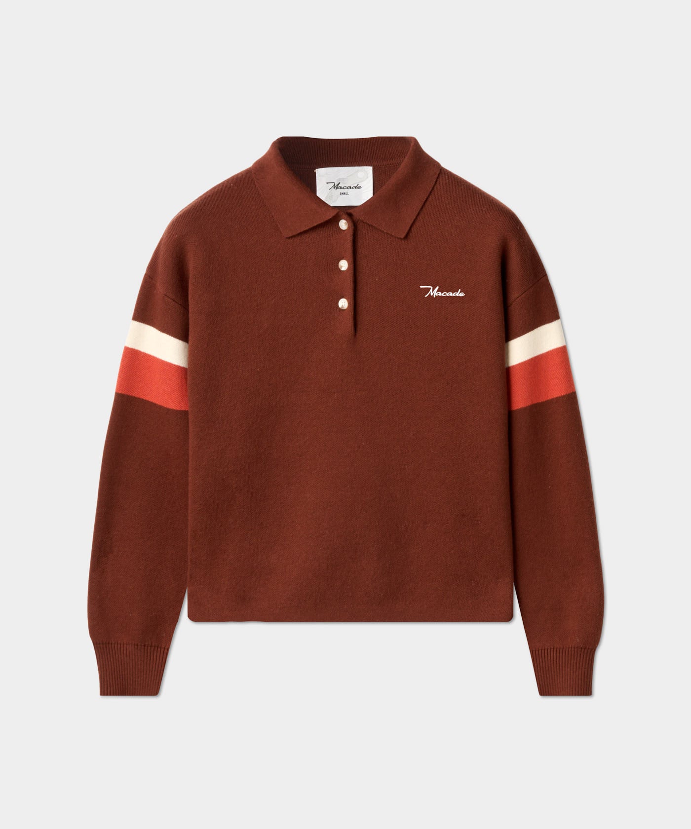 Rust Lite Knit Polo Sweater