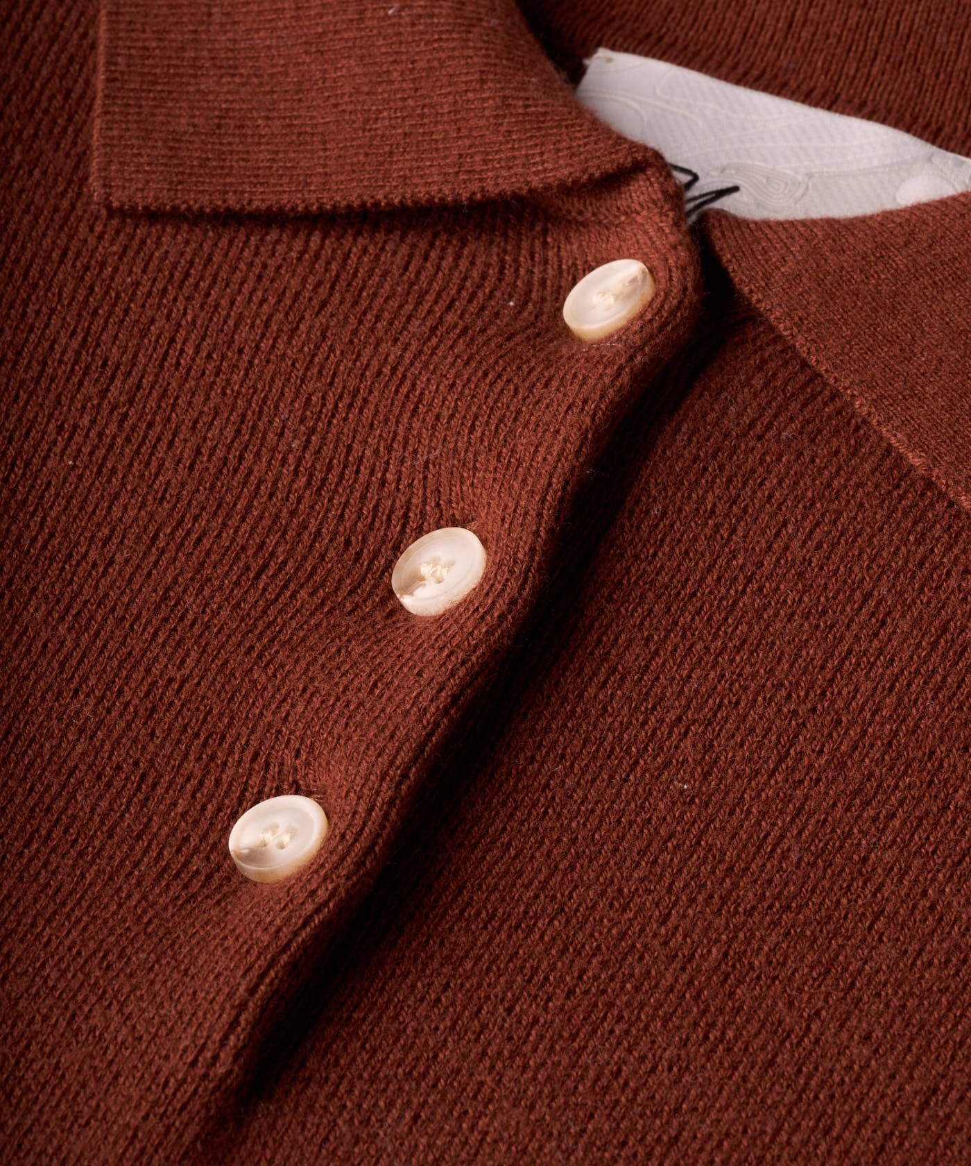 Rust Lite Knit Polo Sweater