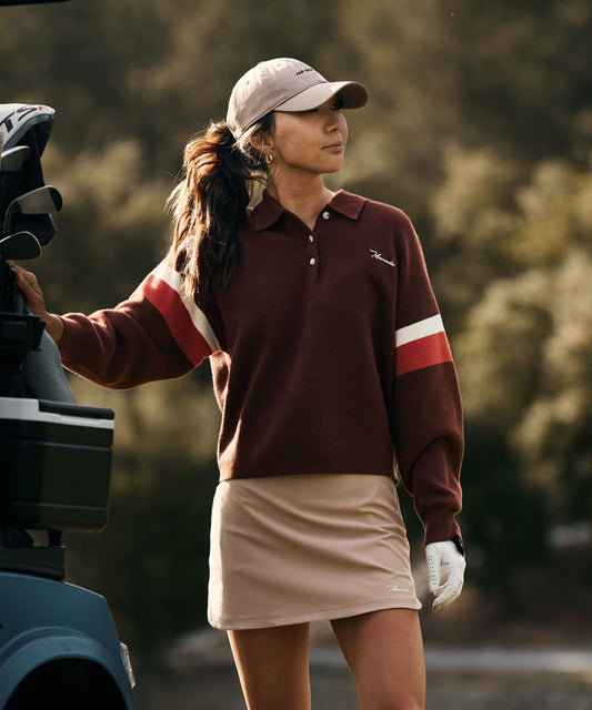 Rust Lite Knit Polo Sweater