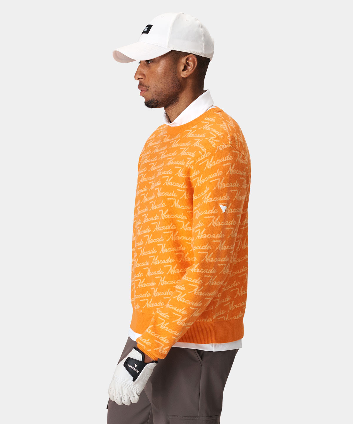 Orange Intarsia Oversized Crewneck Macade Golf