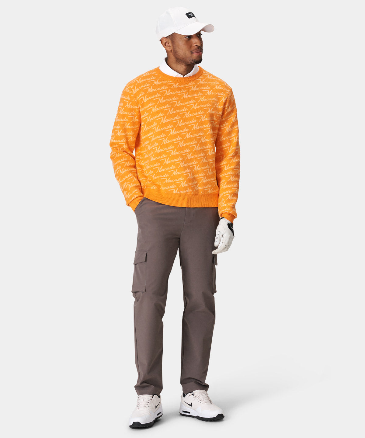 Orange Intarsia Oversized Crewneck Macade Golf