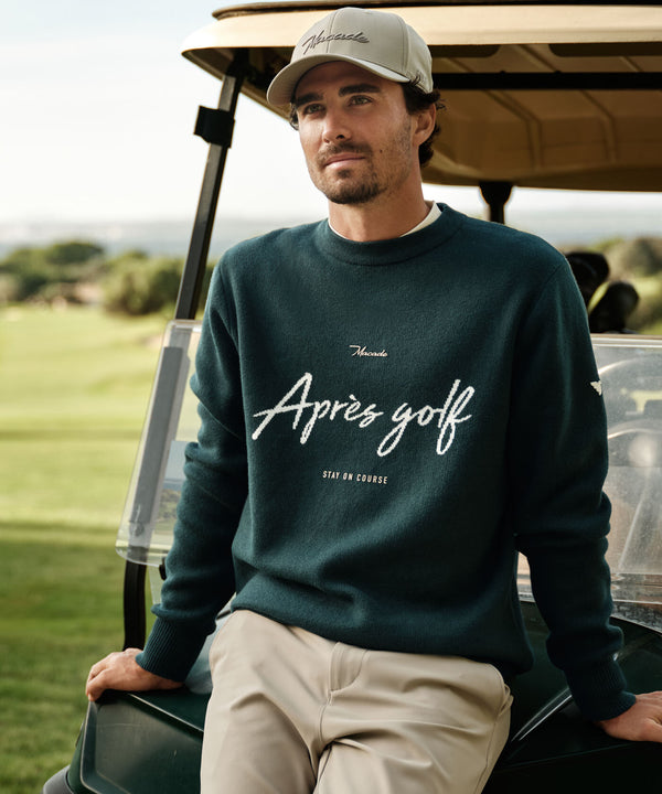 Intarsia Knit Crewneck - Pine Green