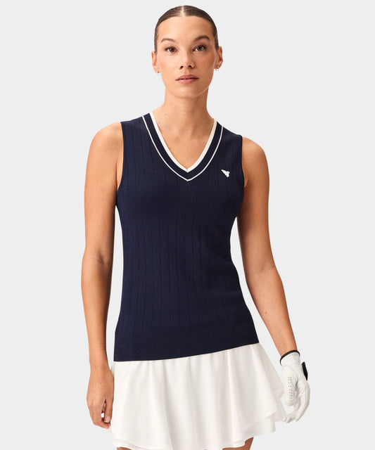 Ana Navy Sleeveless V-Neck