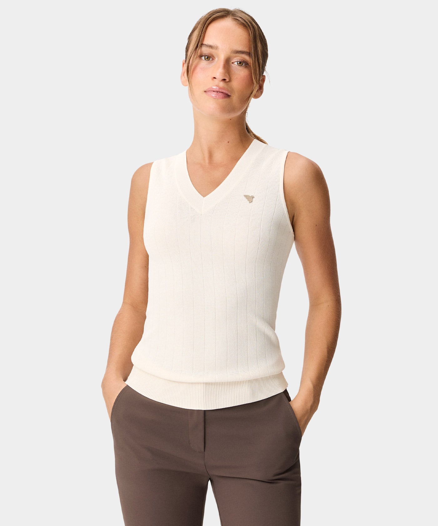 Ana Sleeveless V-Neck - Ivory