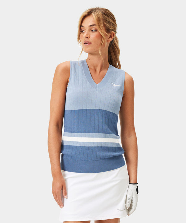 Ana Sleeveless V-Neck - Blue