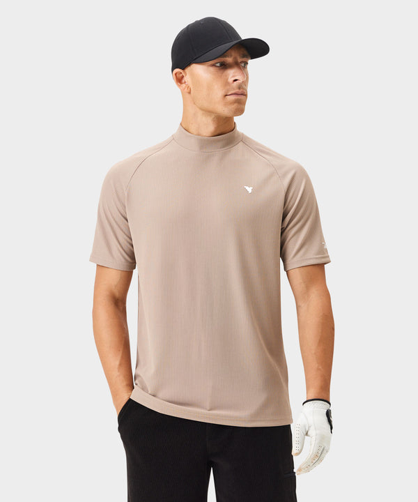 Tyler Mock Neck Tee - Light Brown