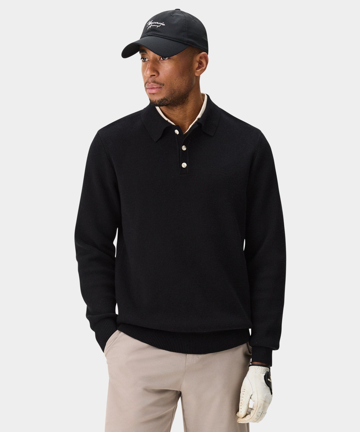 Black Cashmere Blend Knit Polo