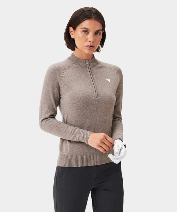 Bridge Merino Quarter Zip - Brown