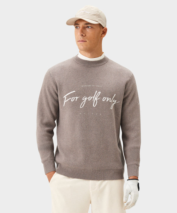 Script Knit Crewneck - Brown