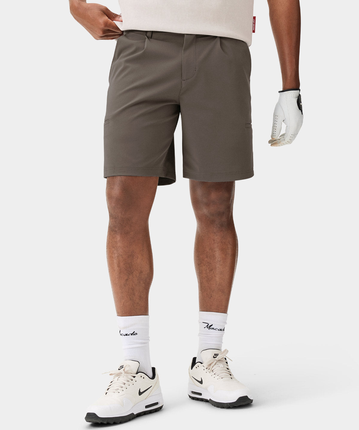 Brown Pleated Players Shorts Macade Golf