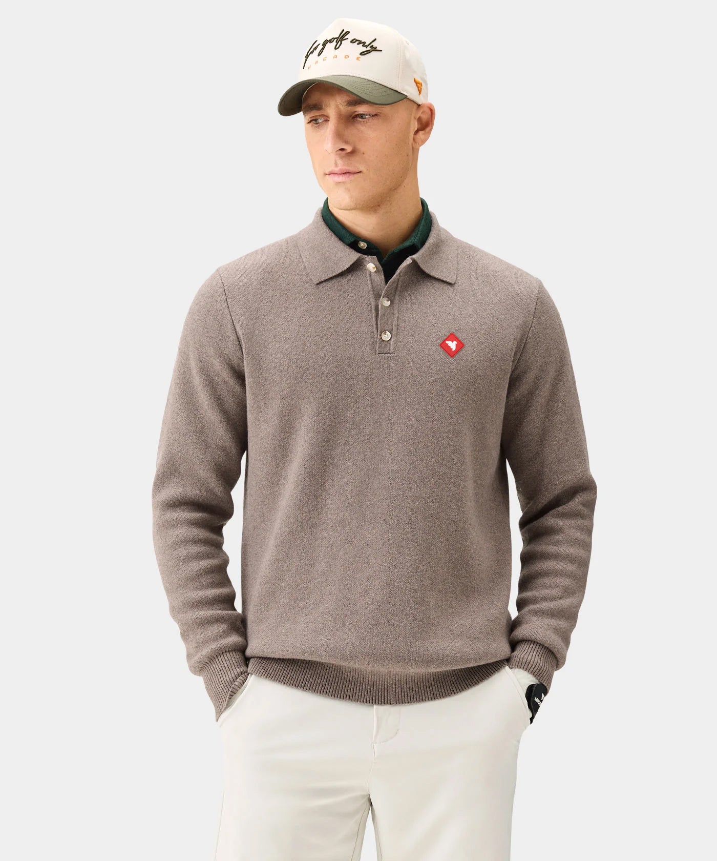 Cashmere Blend Knit Polo - Cedar