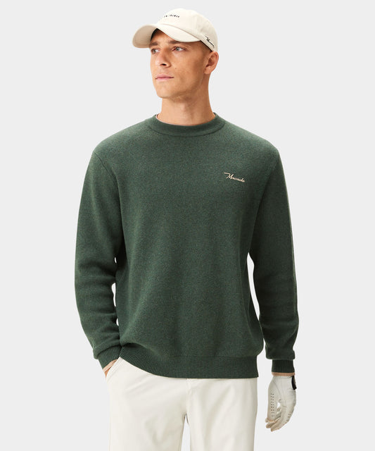 Green Cashmere Blend Knit Crewneck