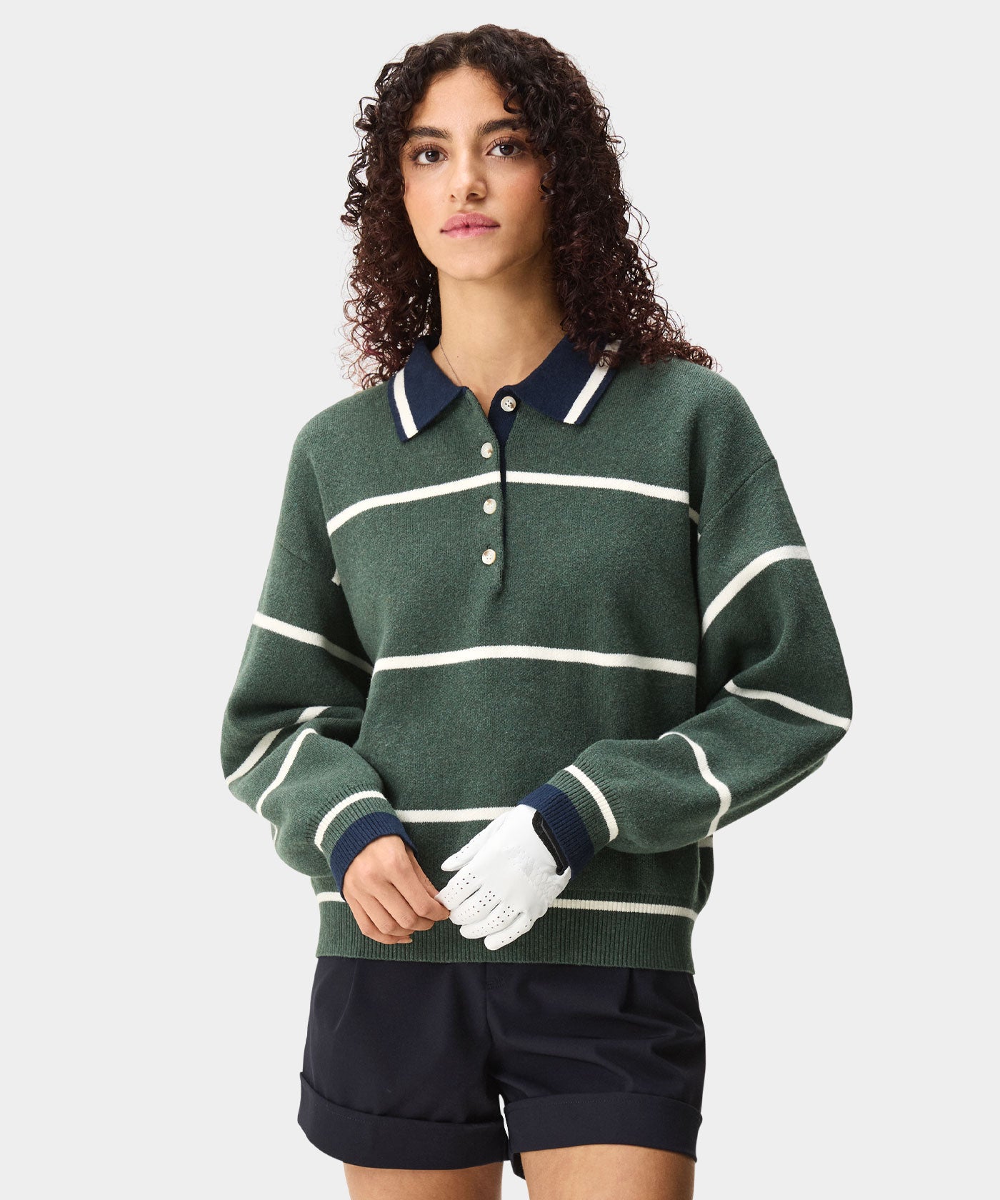 Green Club Knit Polo Sweater