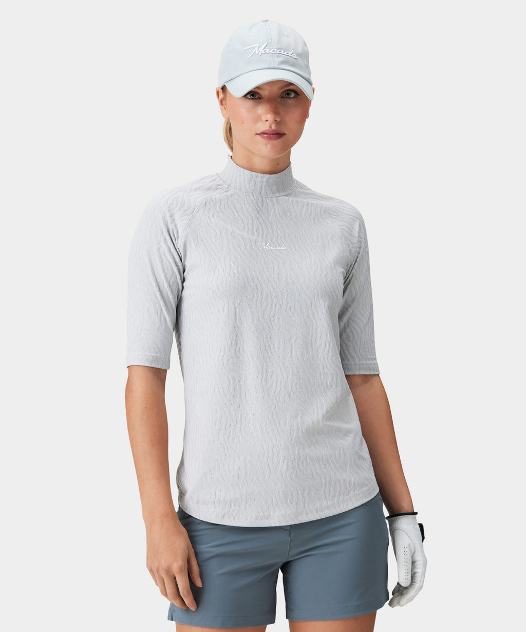 Zoe Light Grey Mock Neck Shirt Macade Golf