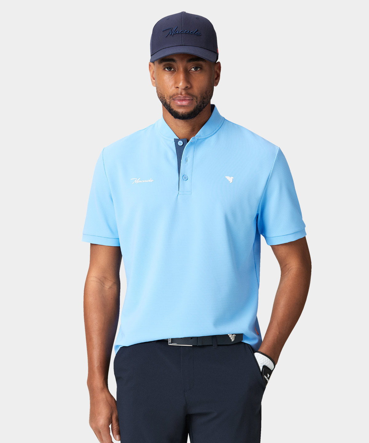 Heath Light Blue Bomber Shirt – Macade Golf
