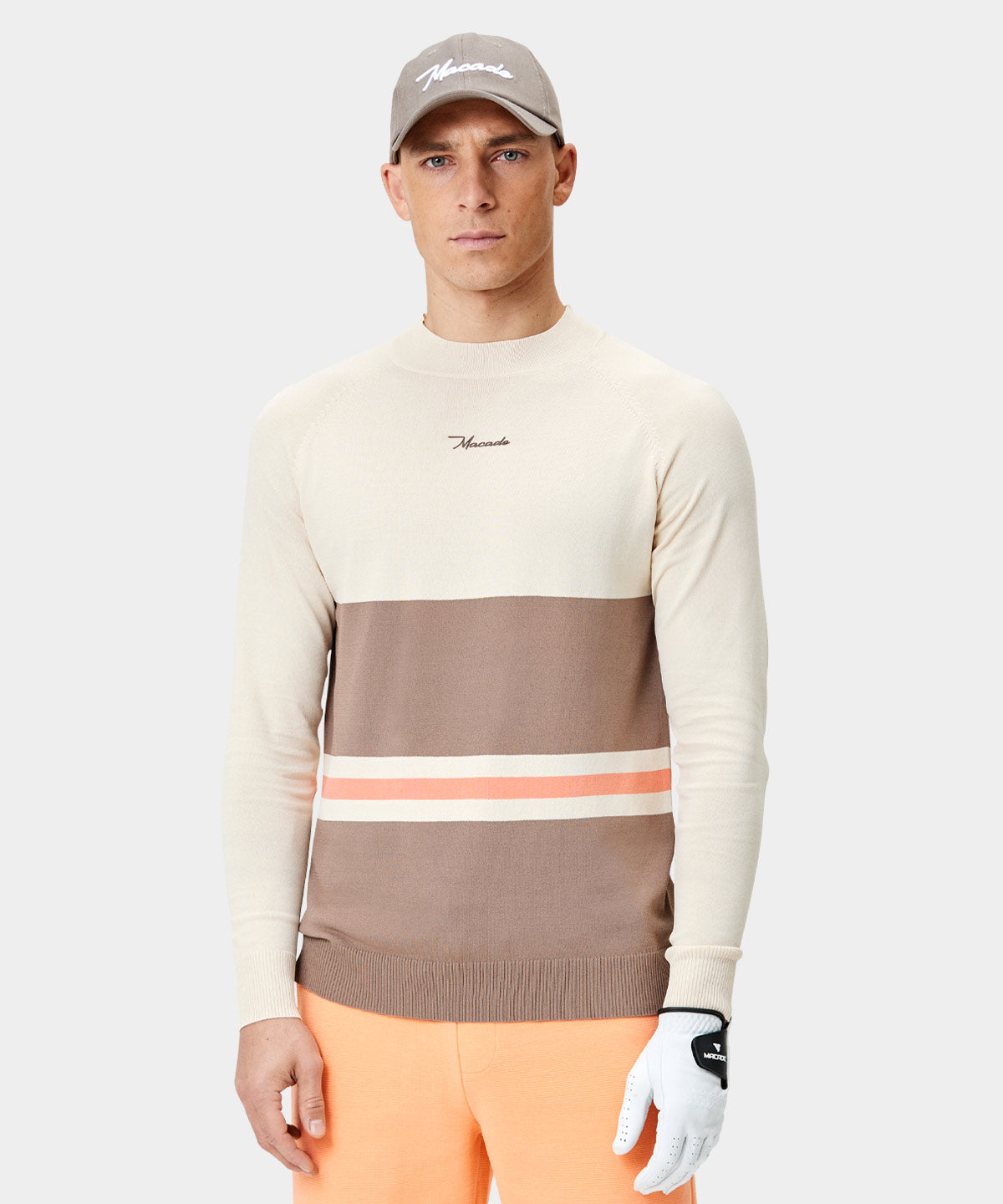 Tan Tech Jupiter Mock Neck Sweater Macade Golf