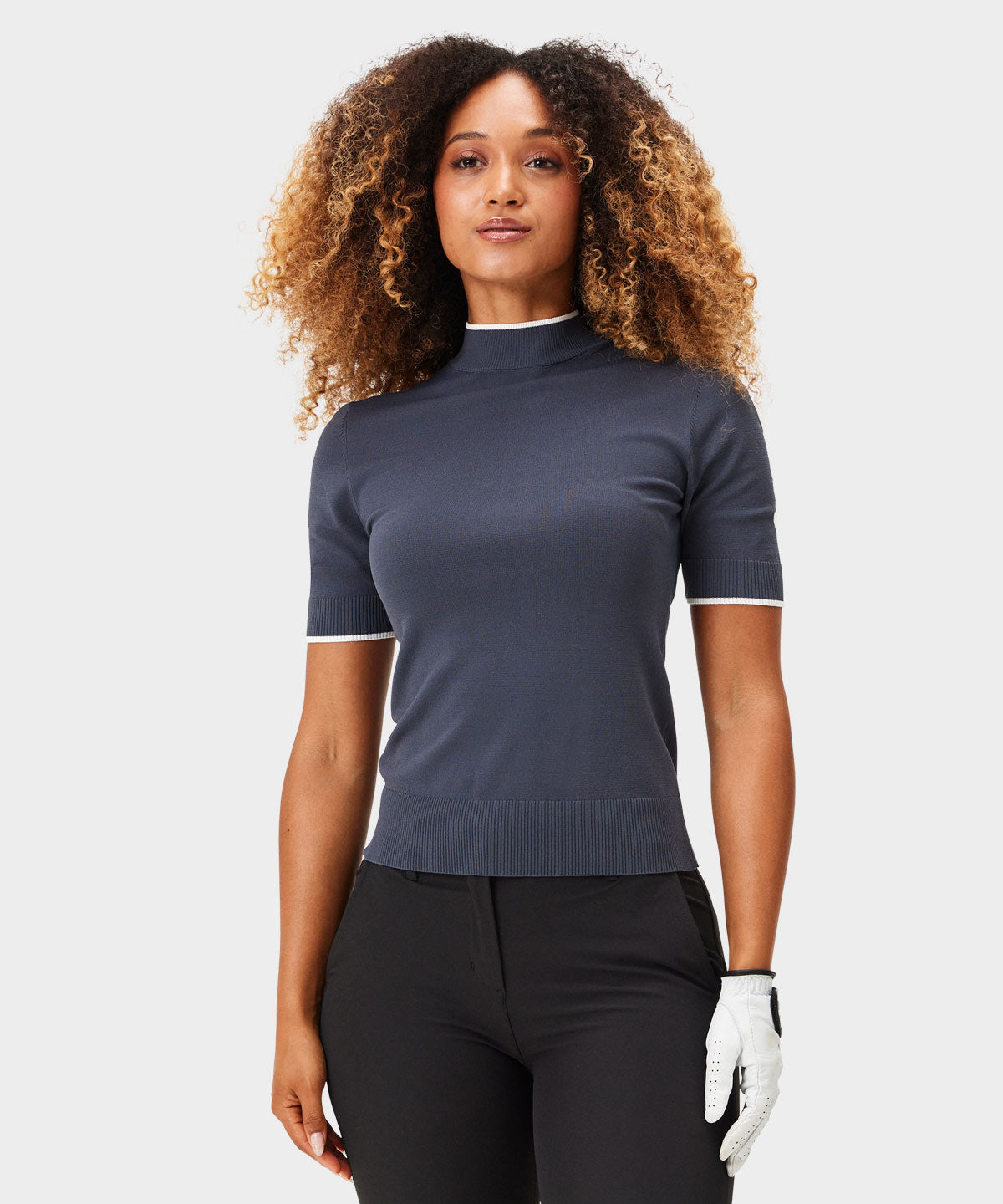 Charcoal Air Mock Neck Top Macade Golf