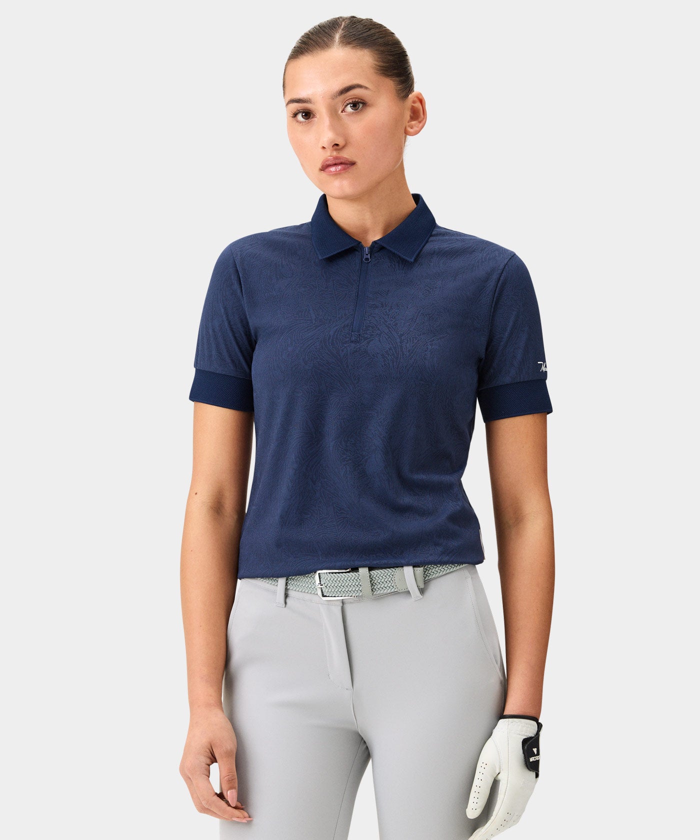 Lace Navy Paisley Zip Shirt