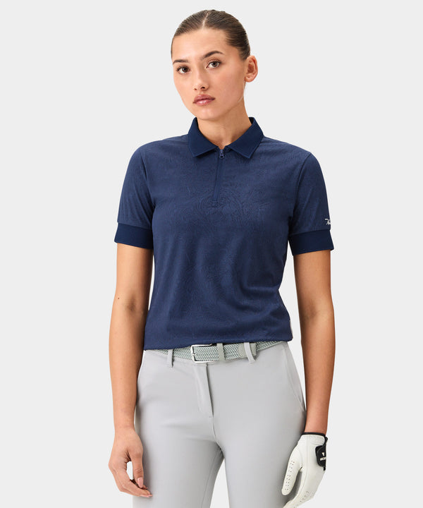 Lace Paisley Zip Shirt - Navy