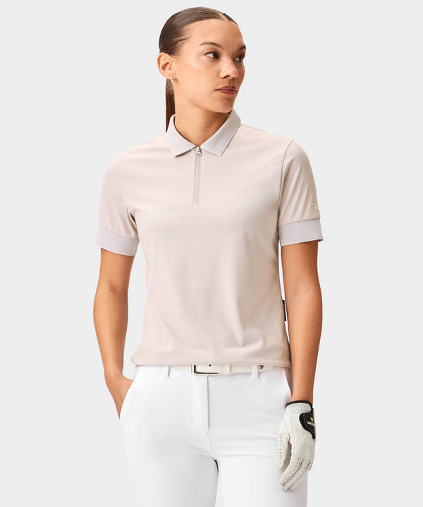Lace Paisley Zip Shirt - Tan