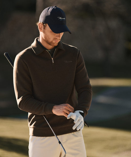 Hayes Long Sleeve Zip Polo - Brown