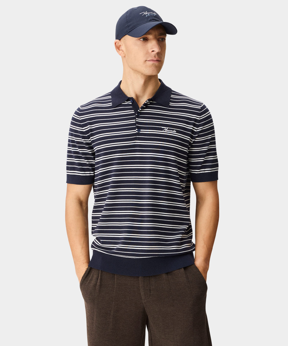 Dunes Striped Knit Shirt - Navy