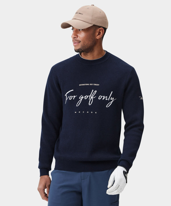 Script Knit Crewneck - Navy