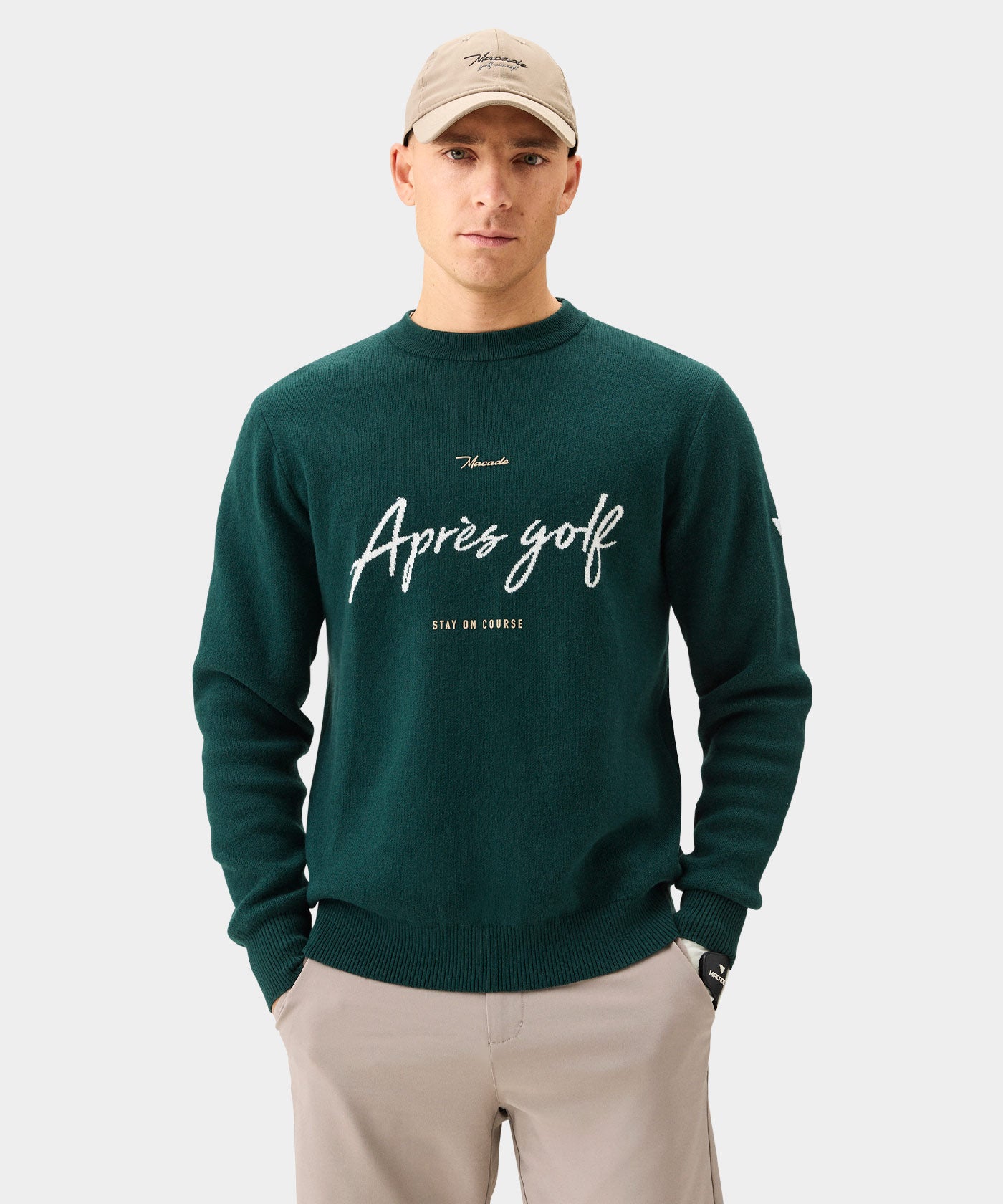 Pine Green Intarsia Knit Crewneck