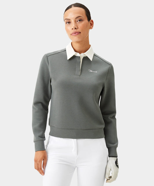 Rae Teal Gray Polo Sweatshirt