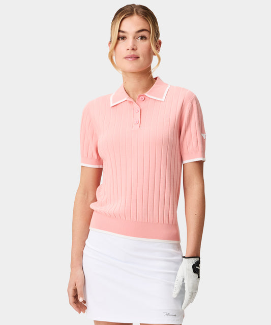 Skye Course Knit Polo - Coral