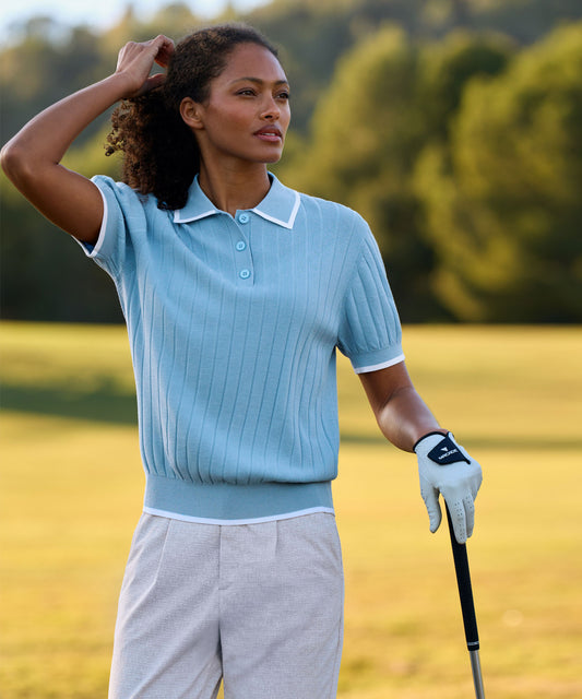 Skye Course Knit Polo - Light Blue
