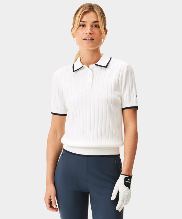 Skye Course Knit Polo - White