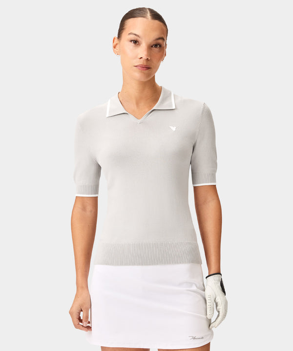 Vera Cropped Polo - Grey