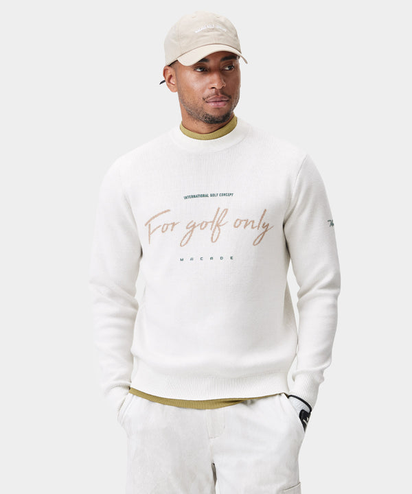 Script Knit Crewneck - White