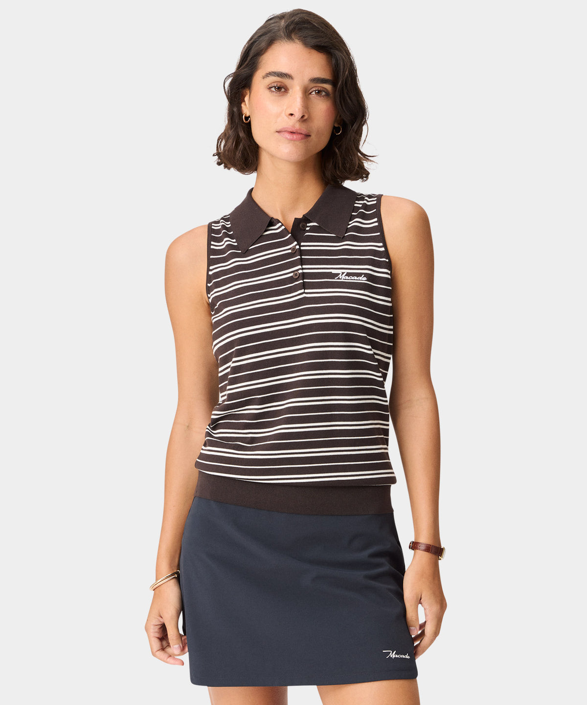 Heather Knit Sleeveless Shirt - Brown