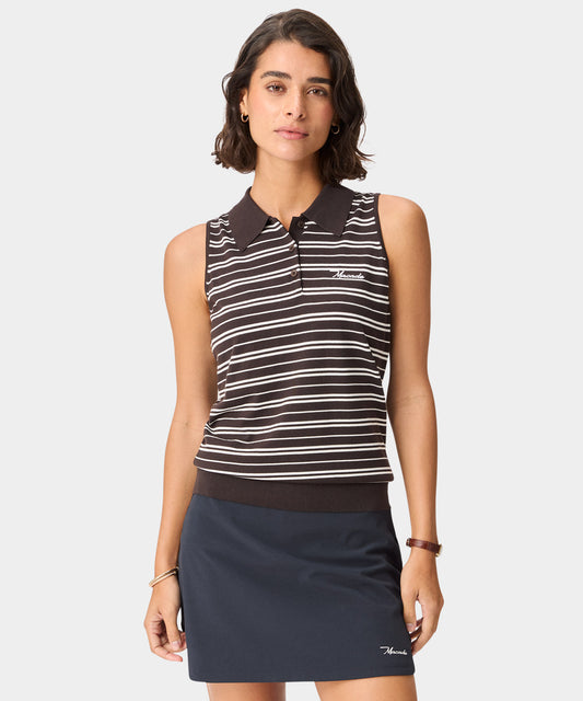 Heather Knit Sleeveless Shirt - Brown