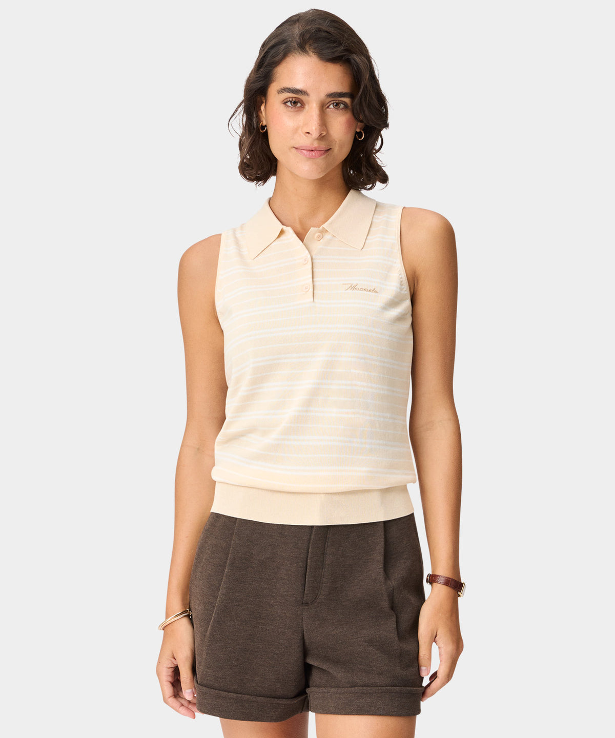 Heather Knit Sleeveless Shirt - Sand