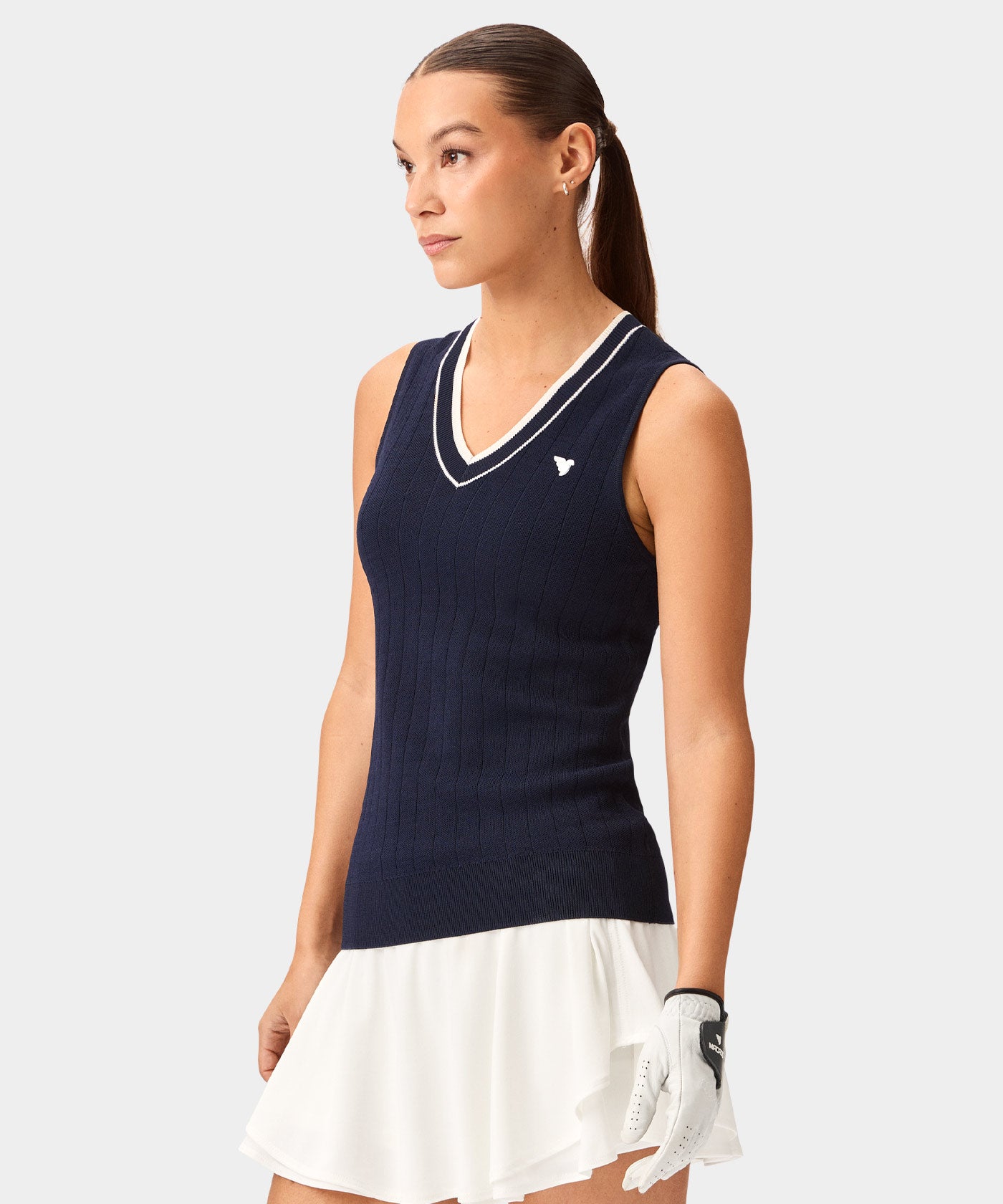 Ana Navy Sleeveless V-Neck