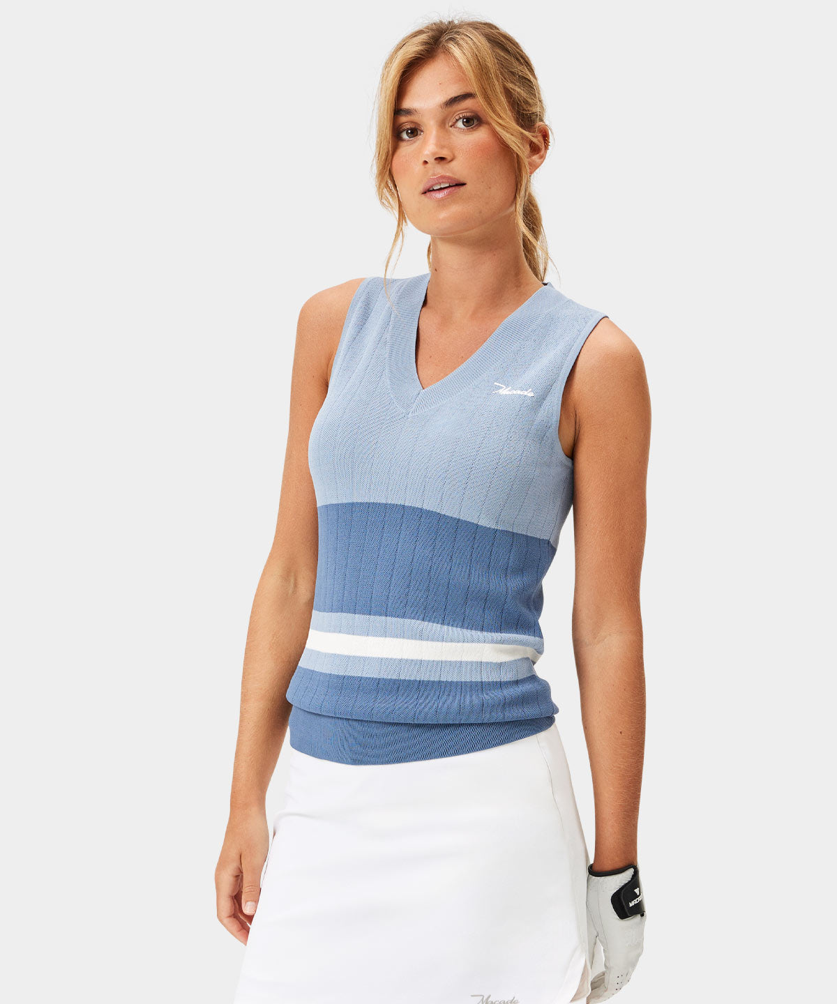 Ana Blue Sleeveless V-neck Macade Golf